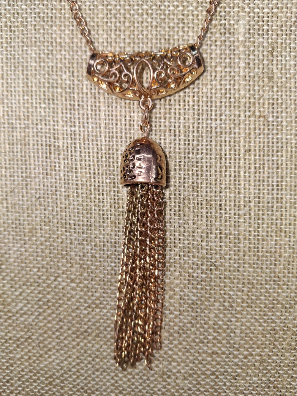 Rose Gold Tassel Pendant Necklace - Women Jewelry